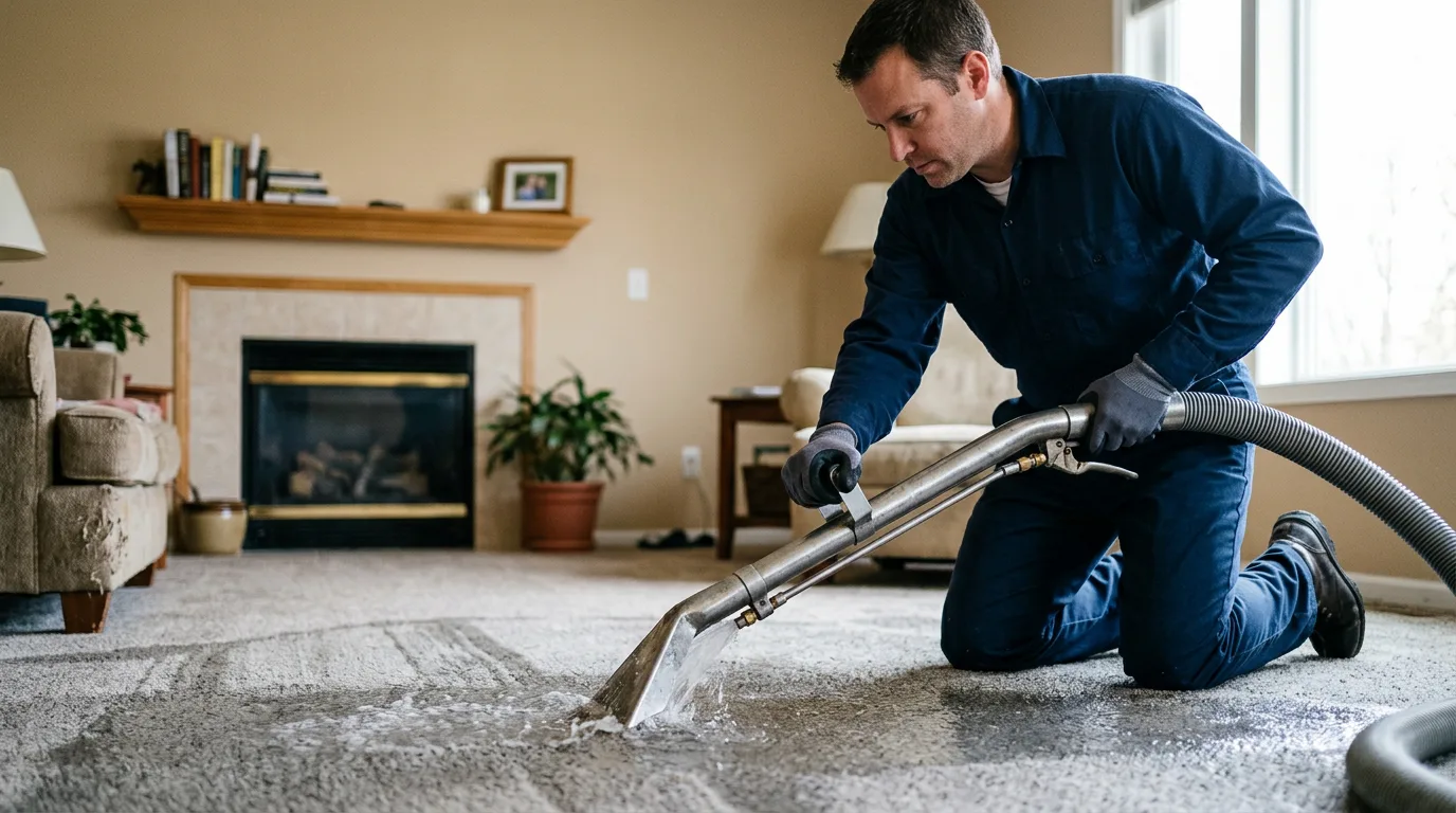 Water damage restoration technician working near Browns Mills, NJ